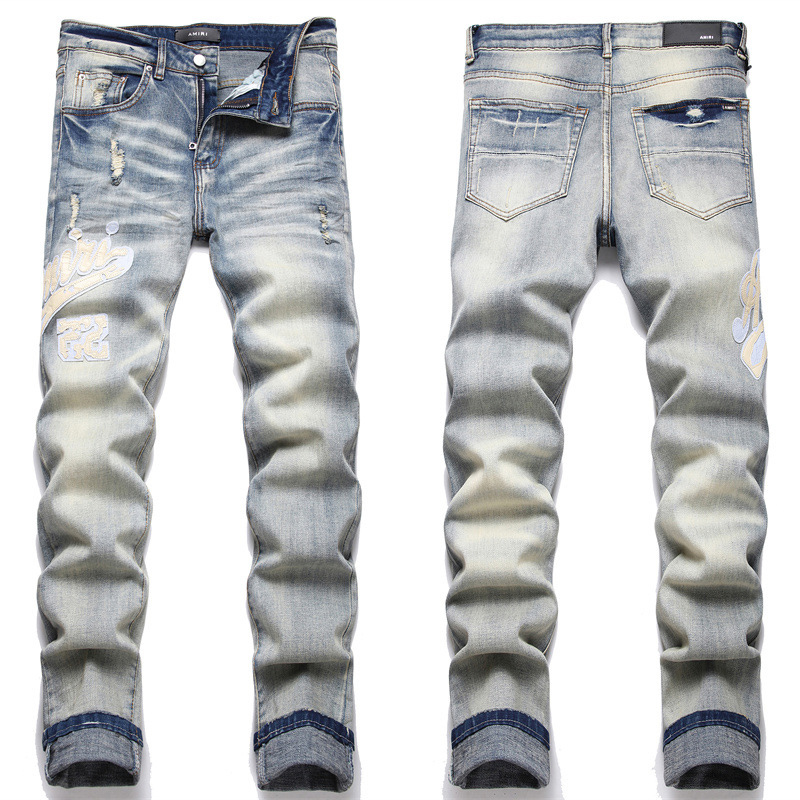 Mens Jeans Casual Slim Fits Ripped Stretch Skinny Denim Pants | Shopee ...