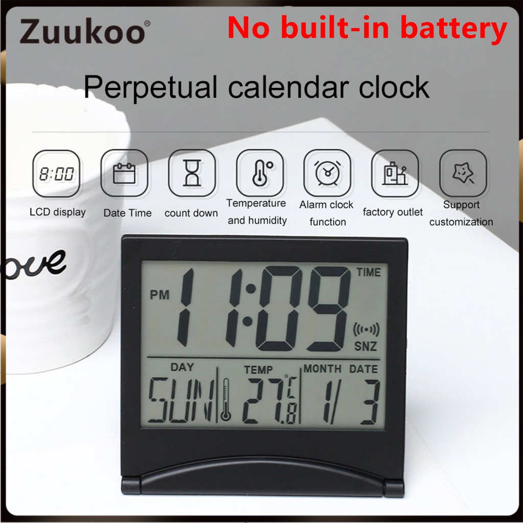 Digital Travel Alarm Clock Foldable Calendar Temperature Timer LCD ...