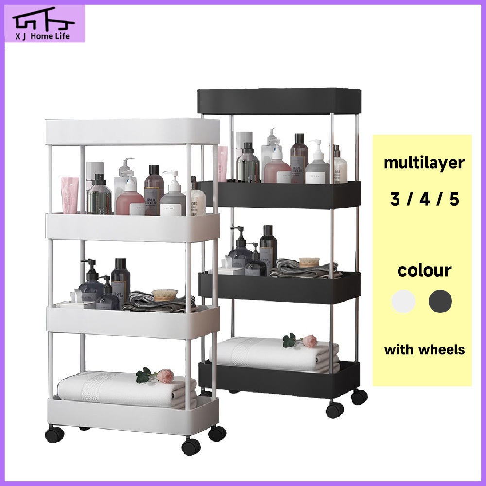 storage rack bathroom organiser Kitchen Trolley Rack Foldable Trolley ...