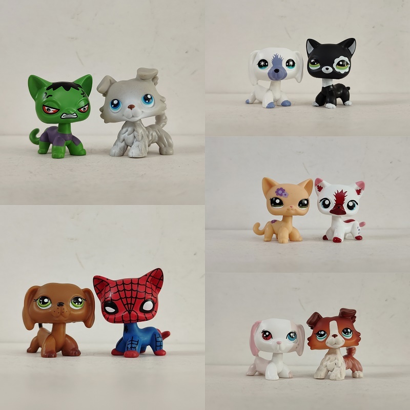 2pcs lot LPS Toy pet shop Cat Dog OOAK Littlest Pet Shop kid Figure 1023