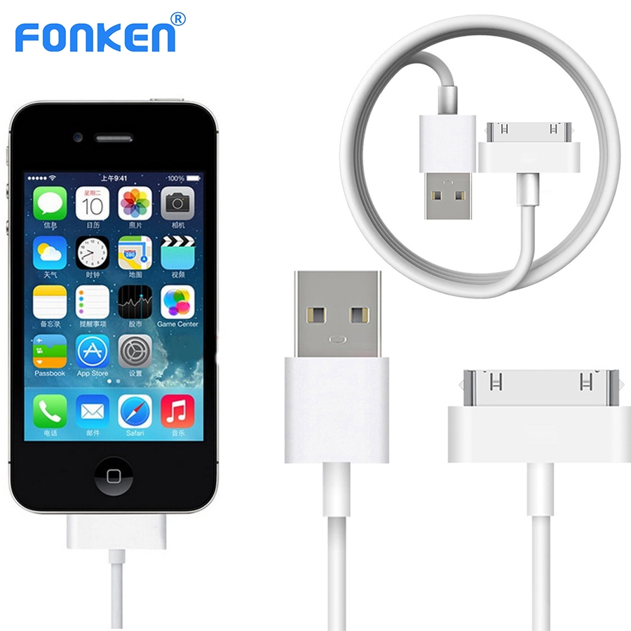 Fonken 30 Pin USB Cable for i-Phone 4S 3GS i-Pad i-Pod