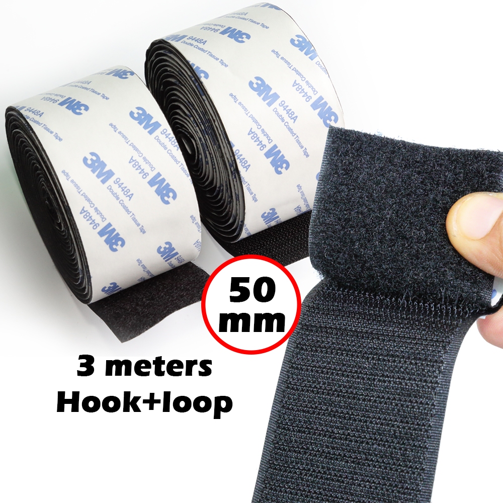 Self-Adhesive Hook and Loop Tape - 19 mm x 1.2 m - Black