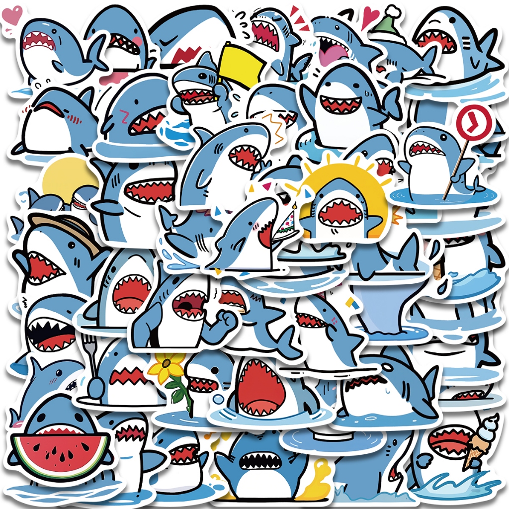 50 pcs Fat shark sticker Graffiti Cartoon Skateboard Waterproof Luggage ...