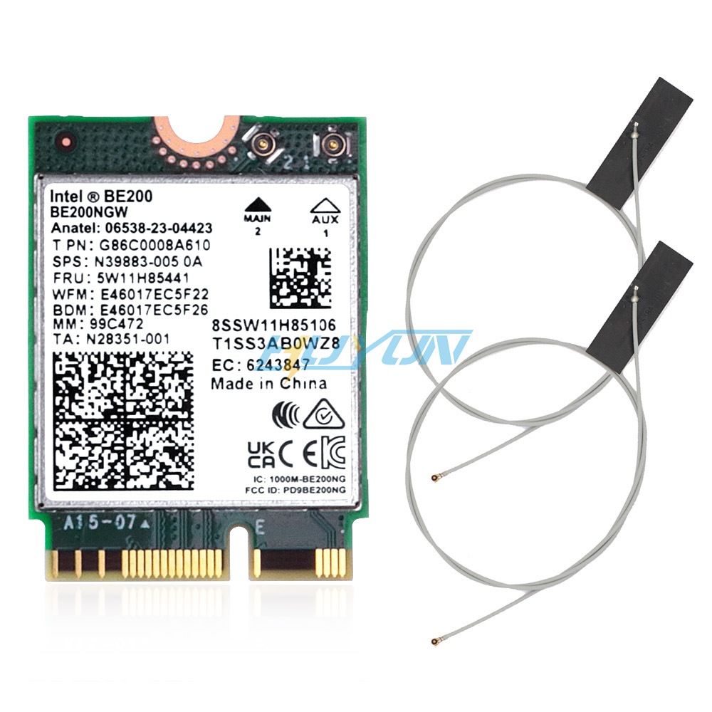 Intel WiFi 7 BE200NGW M.2 NGFF WiFi Card - Tri-Band 802.11be, Bluetooth 5.4, Up To 2400Mbps