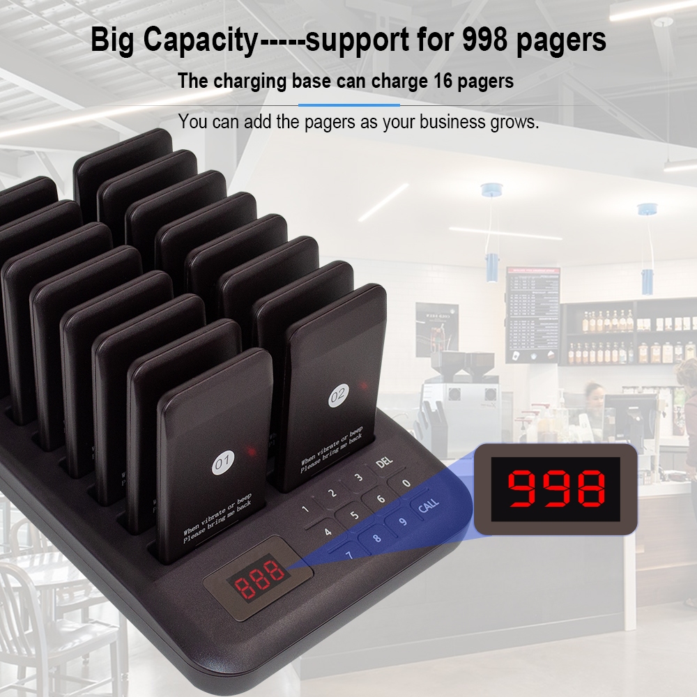 CATEL CTP302 Wireless Restaurant Pager System with 16 Vibrating Pager