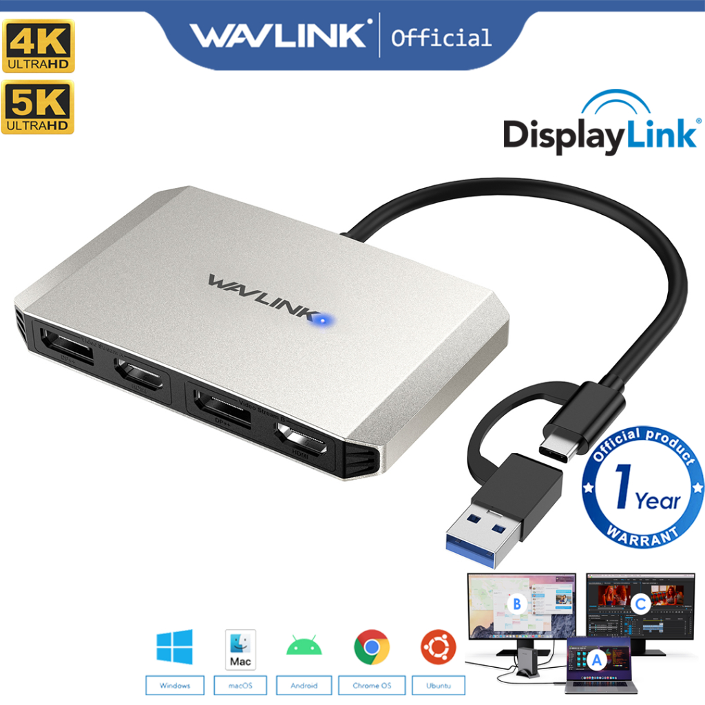 Wavlink USB Adapter With Displaylink USB A TYPE C To Monitor