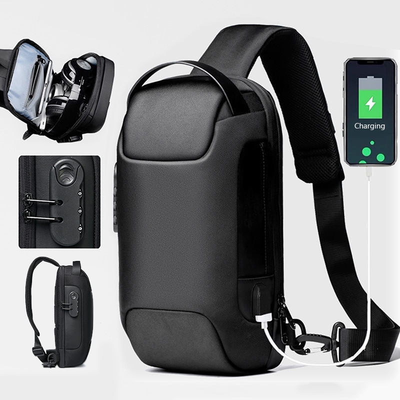 Password Lock Men's Leisure Bag With Large Capacity