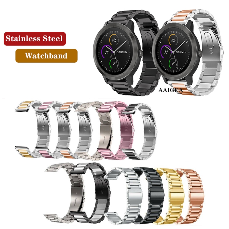 20mm New Strap Stainless Steel Band Metal Bracelet for Garmin Vivoactive 3 Music element Venu Sq venu2 plus Shopee Singapore