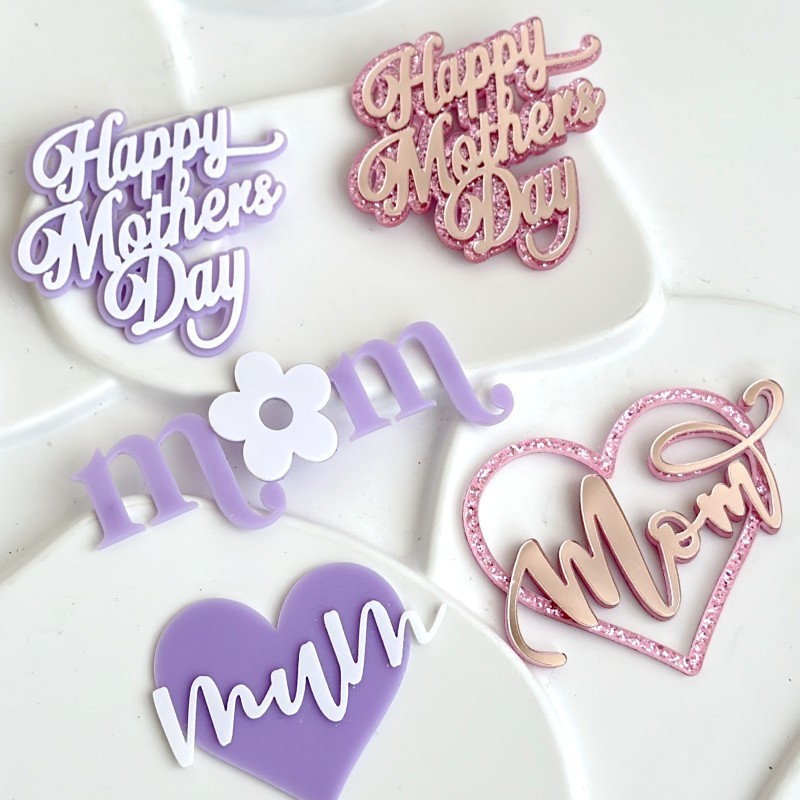 12 Pieces Happy Mother's Day Cupcake Topper, Double Layer Acrylic Mom ...