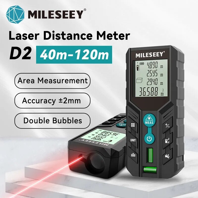 Mileseey D2 Laser Distance Meter 40M-120M Portable Stable Laser ...