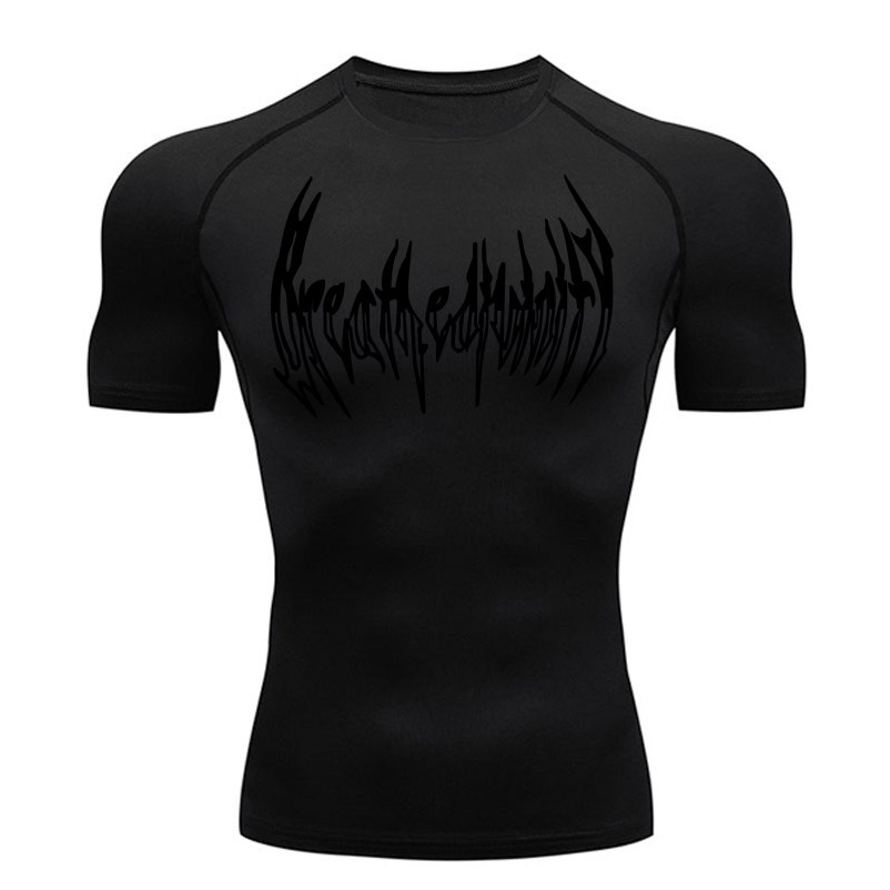Breathedivinity Compression Short Sleeve Shirt Black Men's Gym T