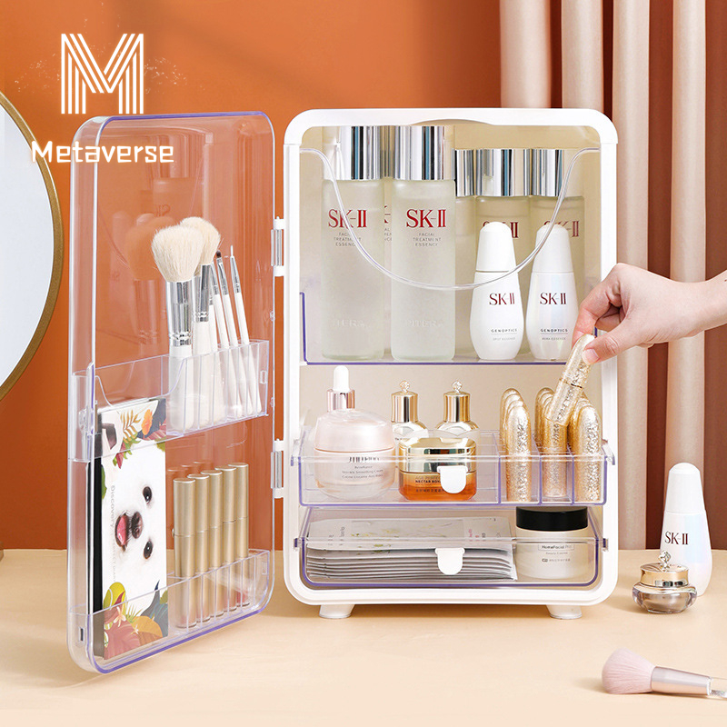 [Metaverse] Dust-proof Cosmetic Storage Box Desk Organizer Transparent ...