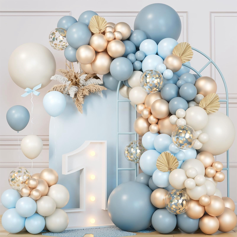 First Birthday Maca Blue Confetti Balloon Garland Latex Balloons Party ...
