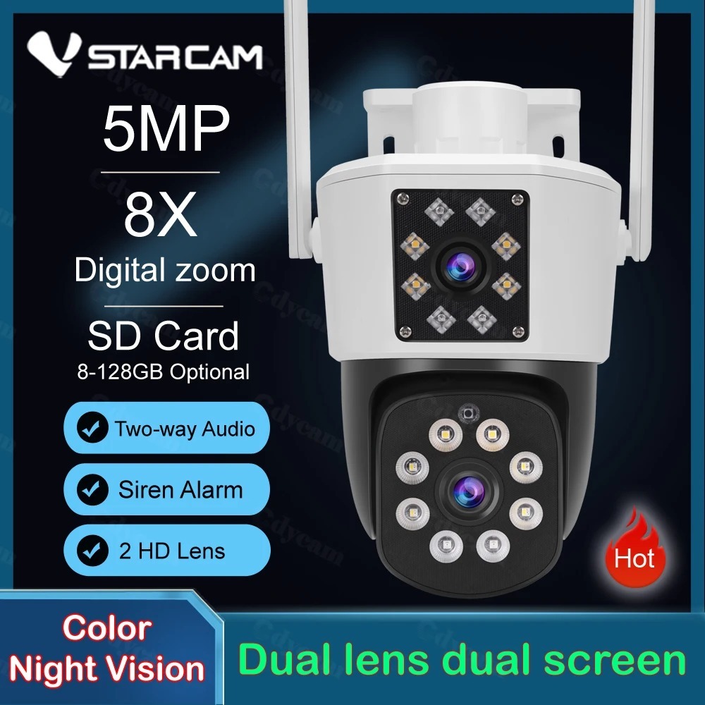 Vstarcam 5MP 8X Zoom Wifi PTZ Camera Outdoor Dual Lens Wireless