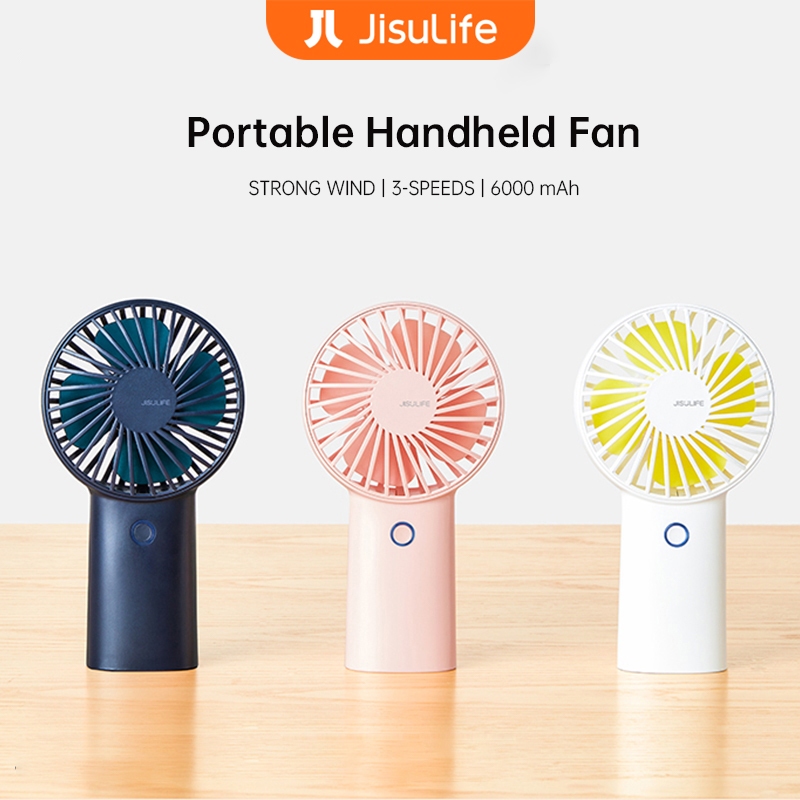 JISULIFE Portable Handheld Fan 3-Speed Strong Wind 4000mAh Hand Fan ...