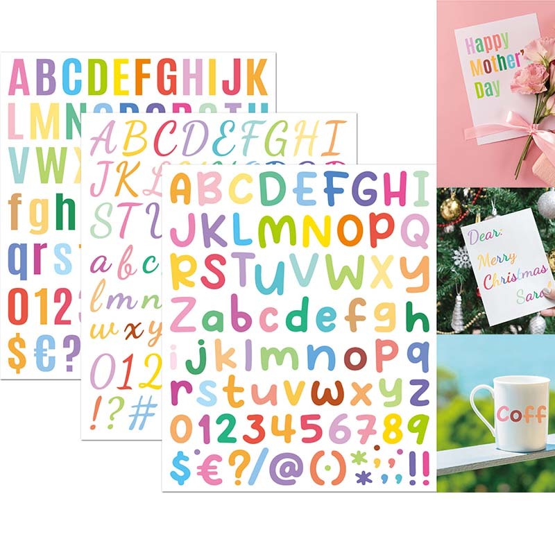 1 Sheet Letter Stickers Alphabet Sticker Big Colorful Number Label ABC ...