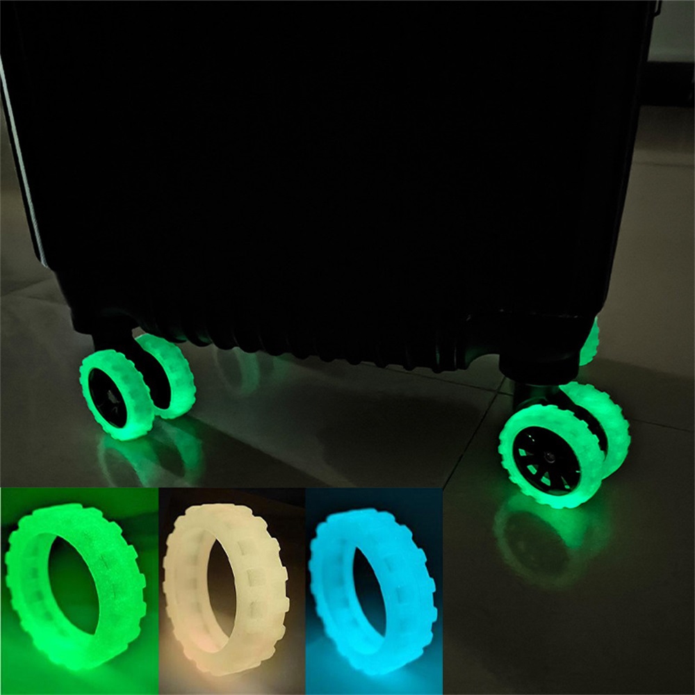 【Fluorescent】8PCS/Set Luggage Wheel Protector Suitcase Wheels Ring