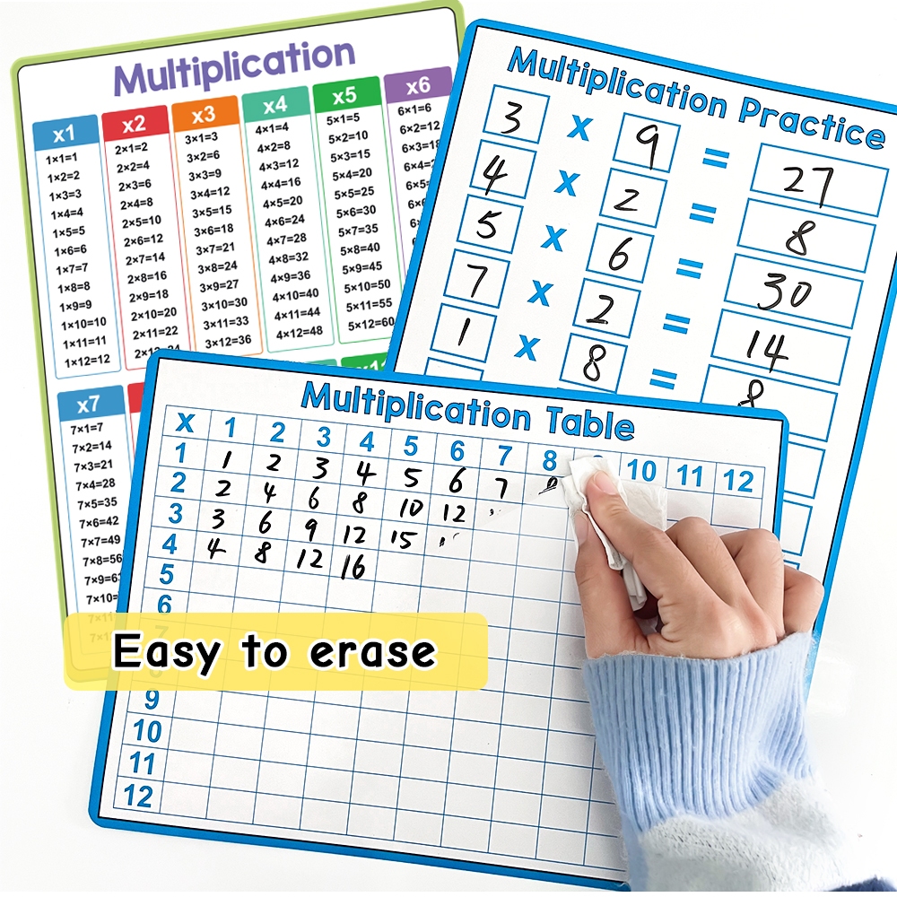 A4 Multiplication Table Poster Calculation Practice Dry Erase Chart ...