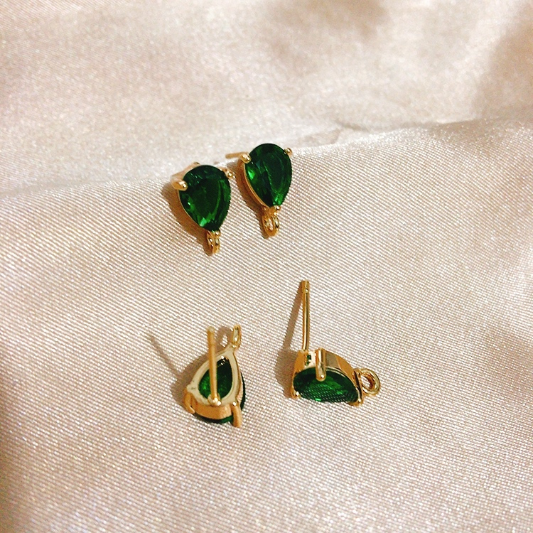 Emerald Zircon Water Drop Pendant Earrings/18K Gold Earrings DIY Jewelry Accessories | Shopee ...