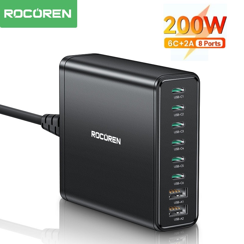 Rocoren W Gan Usb C Desktop Fast In Charging Station Type C Samsung Android Phone Charger