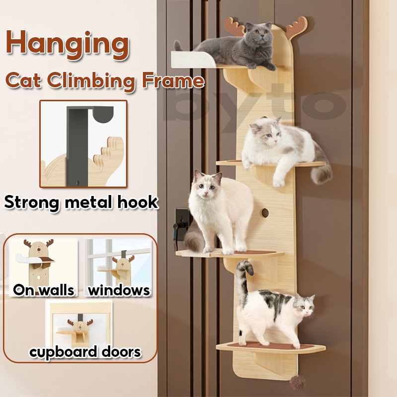 Byto Hanging Cat Climbing Frame Solid Wood Cat Climbing Frame Wall ...
