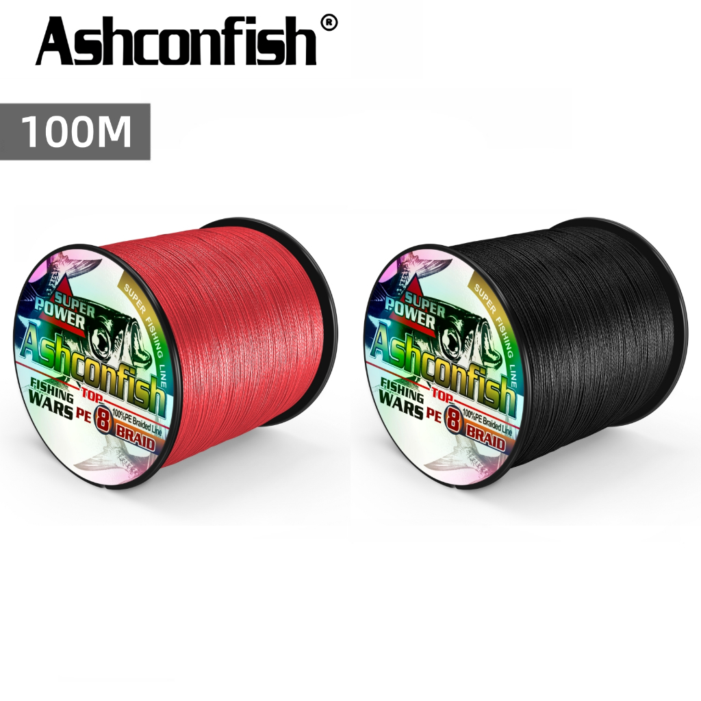 Ashconfish 8 Strands 100M Braided Fishing Line Dyneema PE Line Dyneema X8  Multifilament Line Black Red