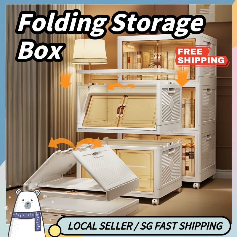 SG Stock Folding Storage Box Wardrobe Transparent Double Door