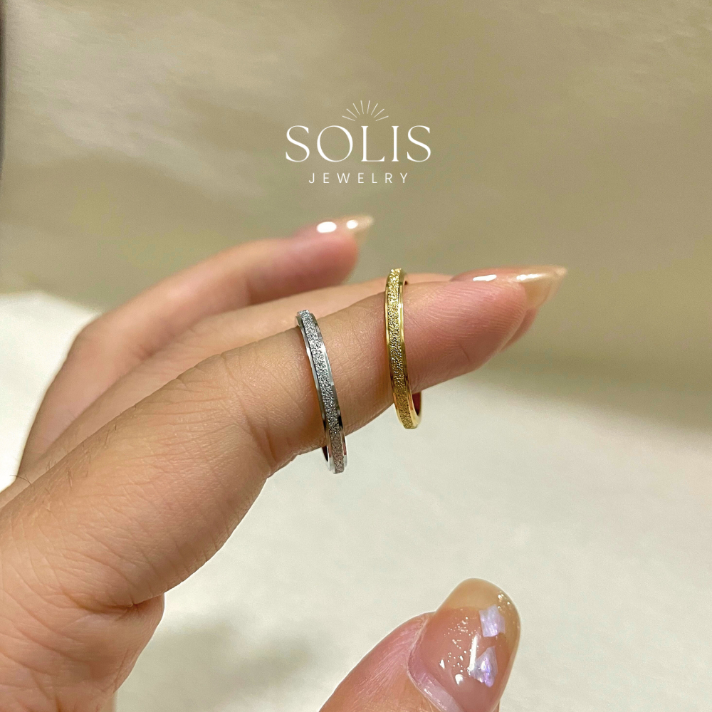 18K Matte Sparkly Minimalist Simple Basic Ring Stackable