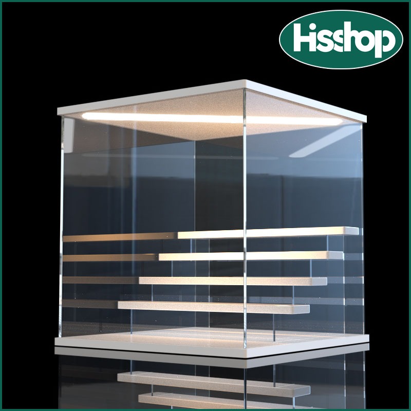 The model display cabinet has lights,white wood popmart display rack ...