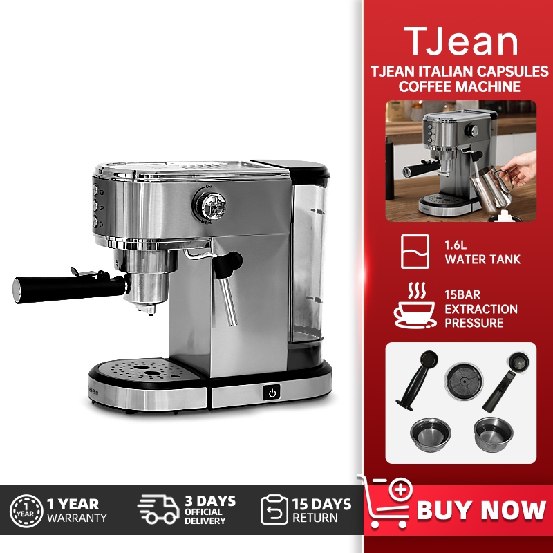 TJean 1.6L Capsule + Coffee powder Dual Purpose Stainless Steel Semi