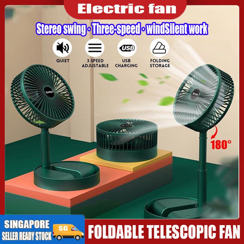 SG Spot goods Portable fan 180° Wireless Fan Telescopic Folding USB ...