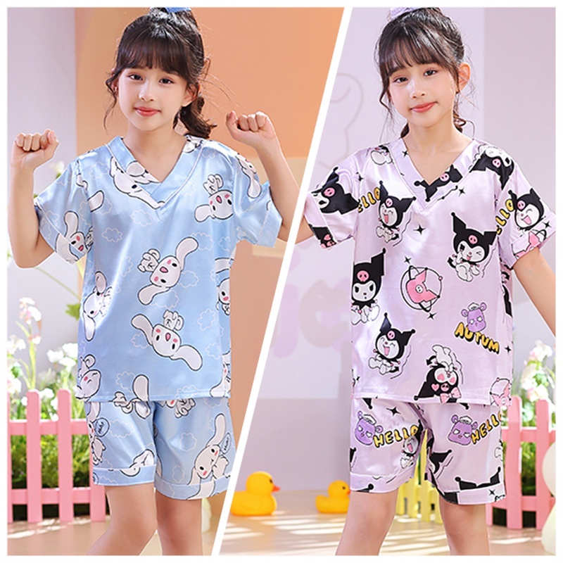 Girls Pyjamas Set Kawaii Short Sleeve Lounge Wear Cute Kids Pyjamas ...