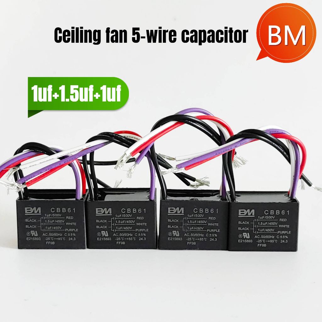 Bm CBB61 5-Wire Capacitor 1+1.5+1uf 500VAC/450VAC Ceiling Fan Speed
