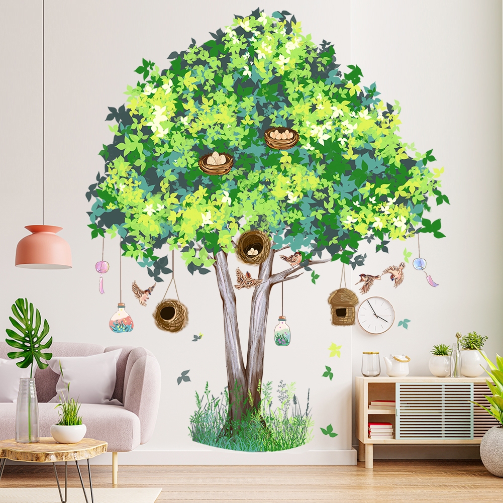 【Zooyoo】Fresh Green Plant Big Tree Asuka Decorative Wall Stickers