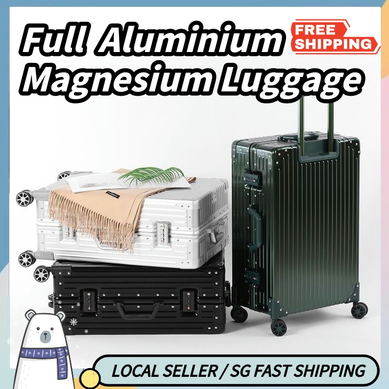 SG Stock Full Aluminium Magnesium Luggage with Double TSA Lock Shopee Singapore