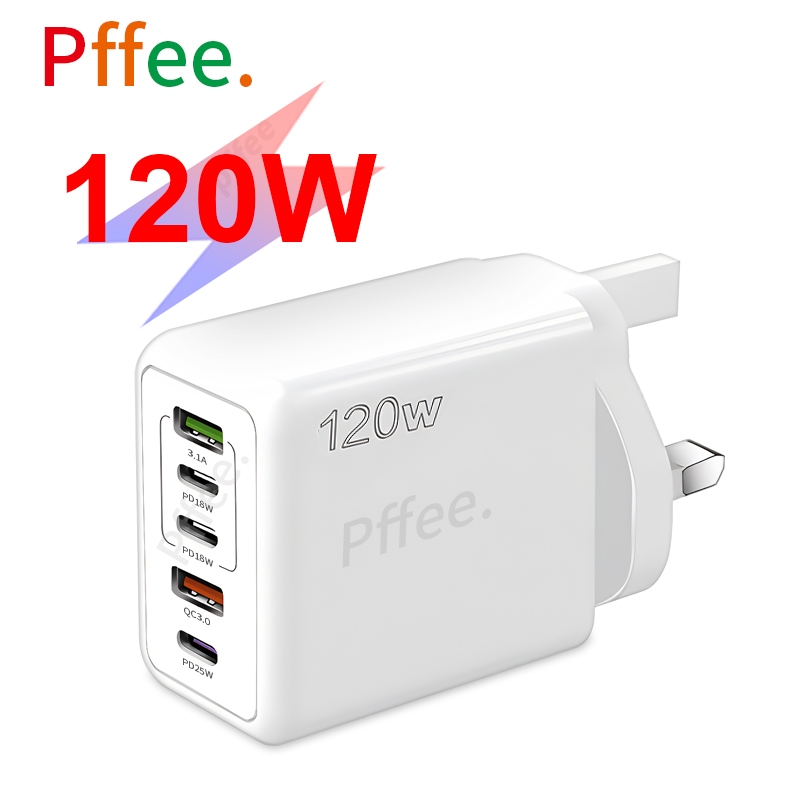 European Plug Adapter – 18W 4 USB Ports With QC3.0 Fast Charging, Type C Plug For European Travel (White)