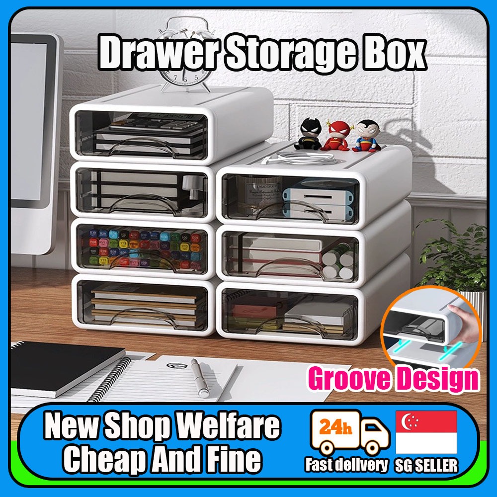 【SG Stock】Stackable Storage Drawer Box/ Drawer Storage Box/ Desktop ...