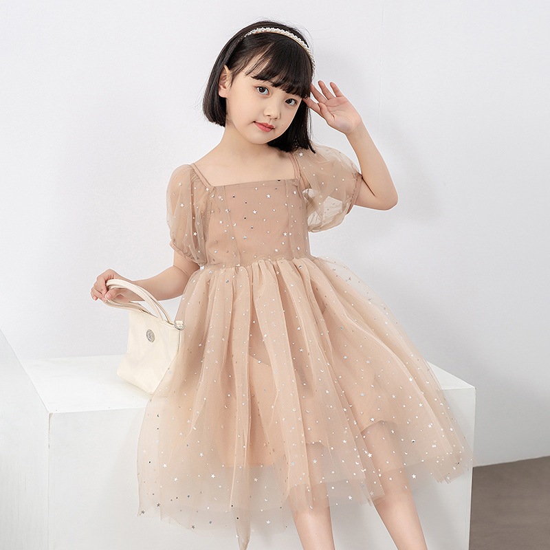 Maxi Long Teens Girls Maxi Long Dress 2024 Summer New Children Square Collar Wedding Princess Dresses Elegant Kids Party Clothing Beige Purple Autumn Spring dresses Shopee Singapore