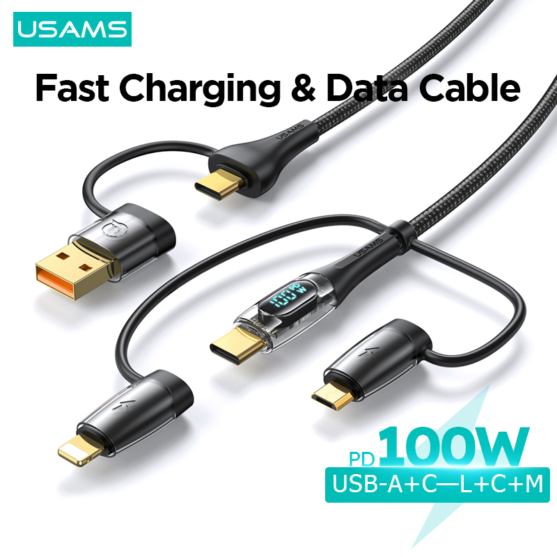 USAMS PD 100W 3 in 2 USB Type C IP Transparent Digital Display Fast ...