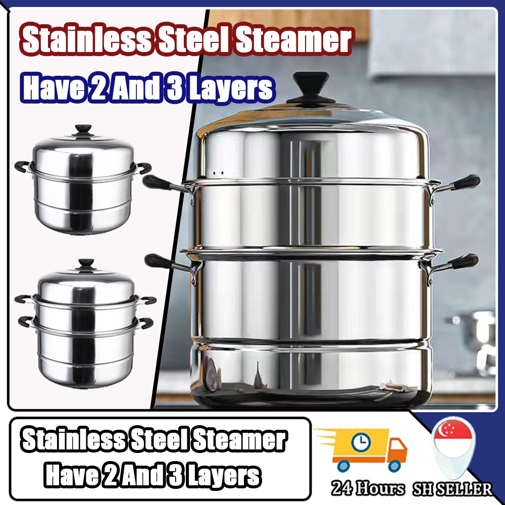 SG SELLER Steamer Cooker Steamer Pot 3 Layer Stainless Steel Steam