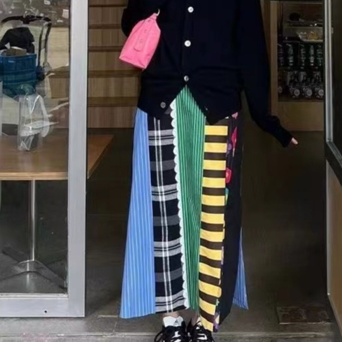 Ladies Elegant A-line Fashion Korean Style Polka Dots Print All-match High Waist Women Long Skirt main image 0