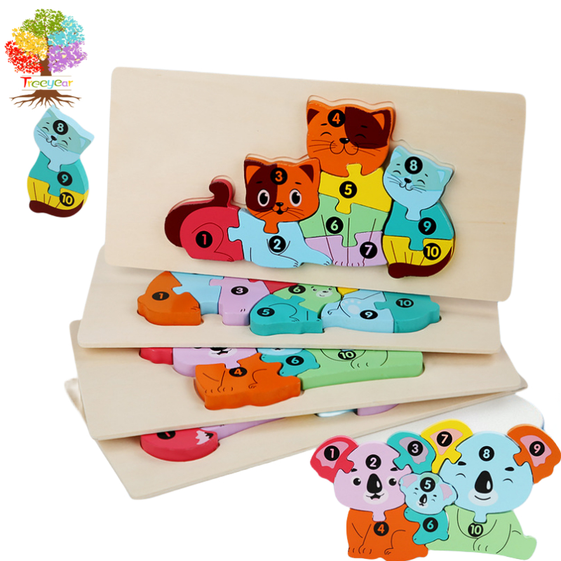 Wooden Animal Puzzles for Toddlers 1-3, Montessori Peg Toys with Color ...