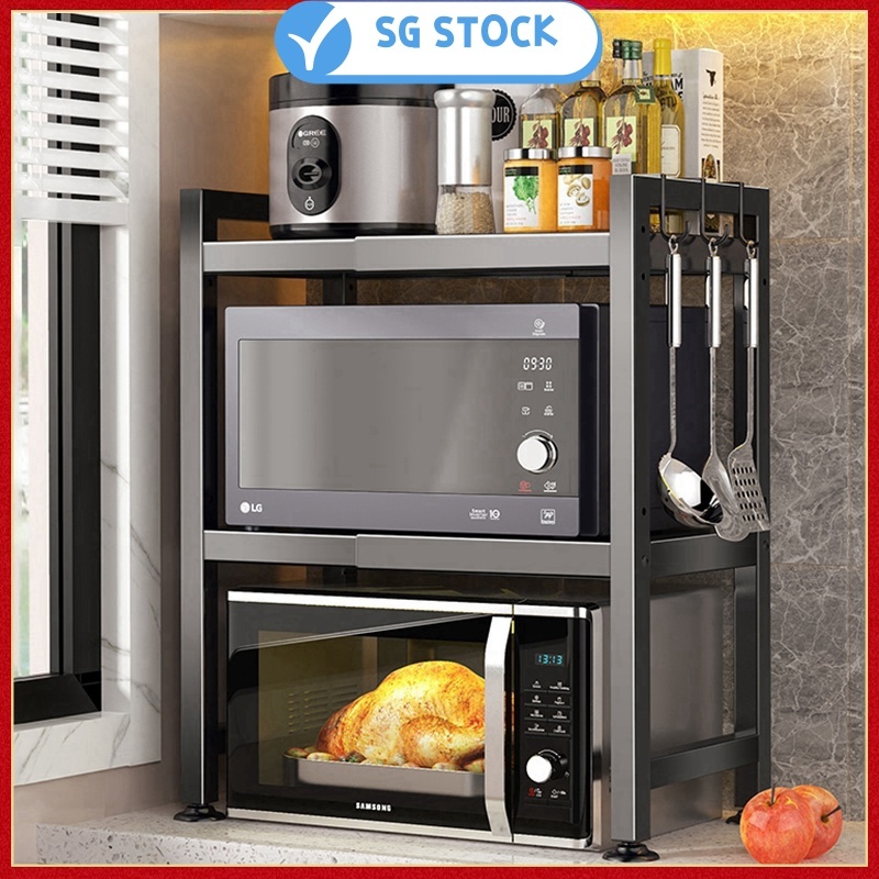 【SG Stock】 Microwave Rack 2 Layer Kitchen Storage Rack Adjustable Oven ...