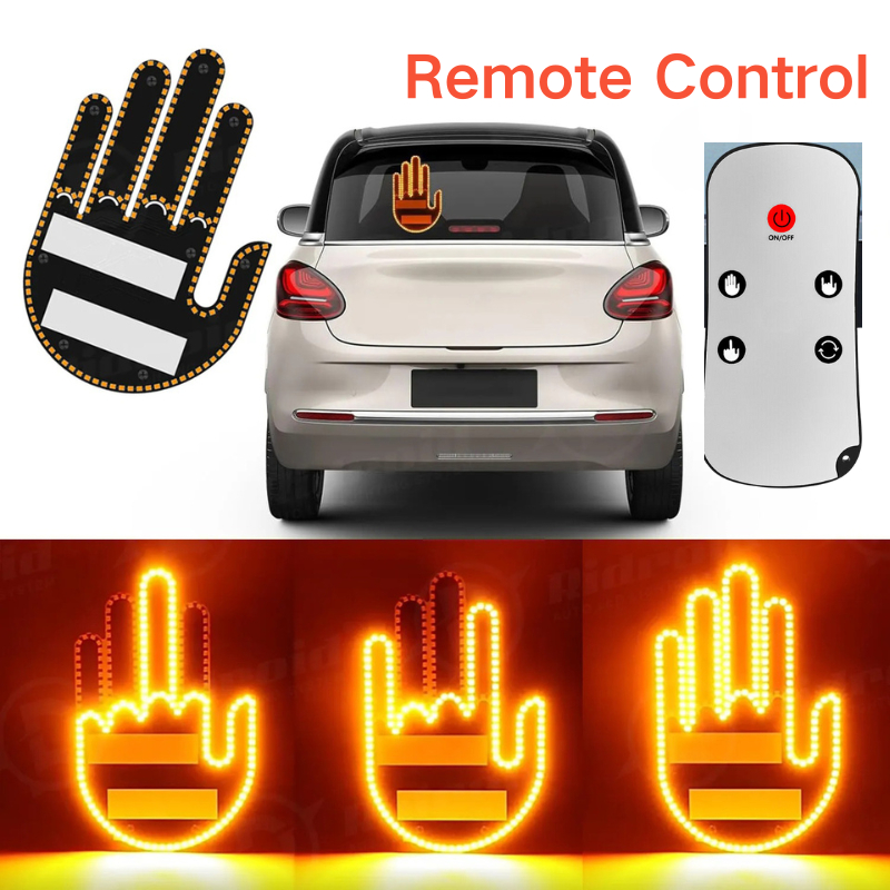 Car LED Finger Light Gesture Light with Remote Rear Window Funny Hand ...