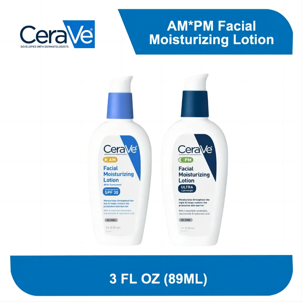 CeraVe AM/PM Facial Moisturizing Lotion Set with Sunscreen SPF 30 Oil ...