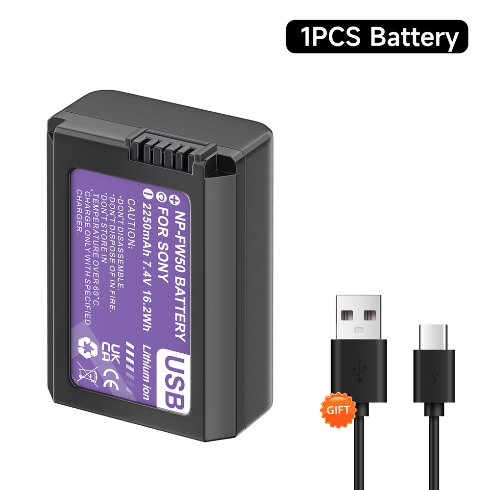 PALO NP-FW50 Battery Type-C Sony Camera Battery A6400 A6300 A6000