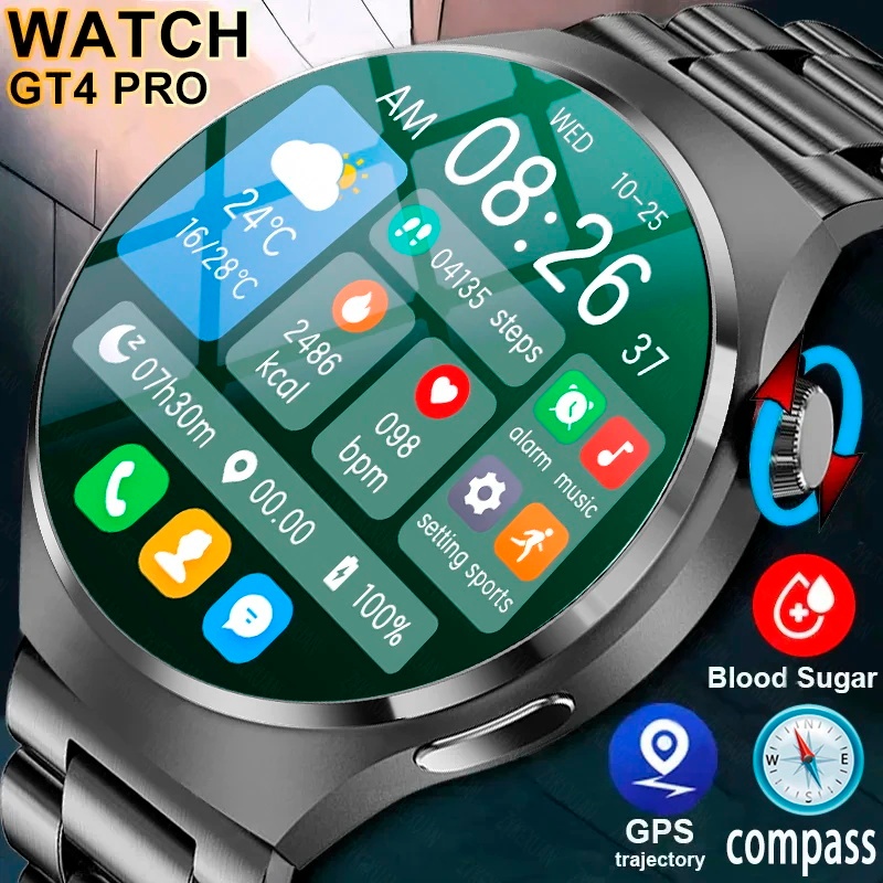 For HUAWEI GT4 Pro GPS NFC Smart Watch Men 360*360 AMOLED Screen