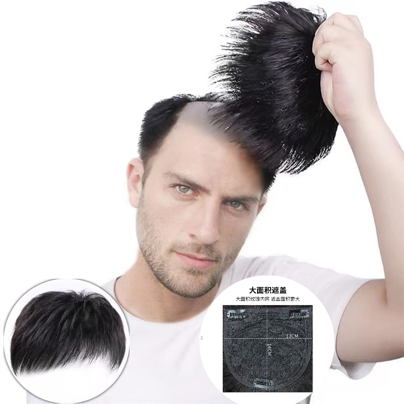 Wig male short hair human hair on top of hair patch natural seamless men s wig piece invisible hair inch patch Shopee Singapore