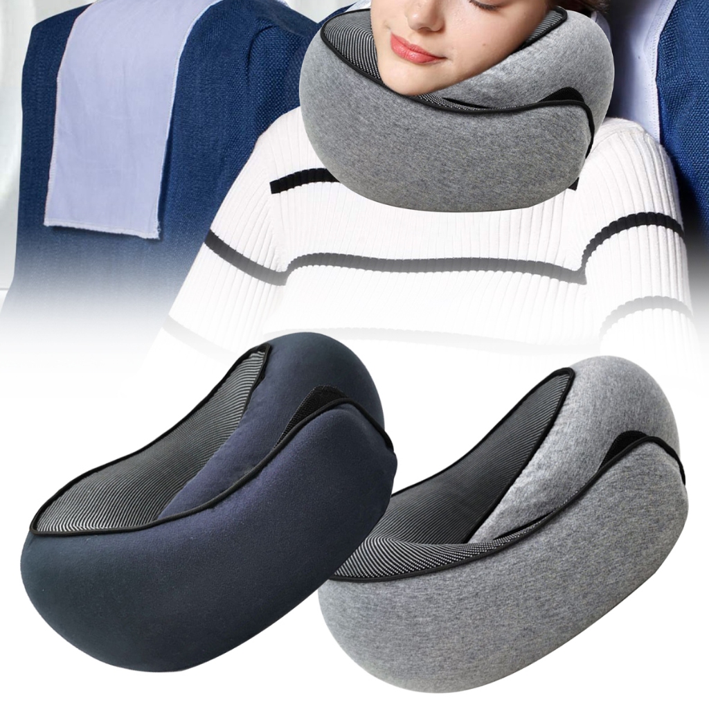 2024 New Travel Neck Pillow Memory Foam U shaped Pillow Snail Style Travel Neck Support Portable Adjustable Soft Noon Break Sleep Pillows Shopee Singapore