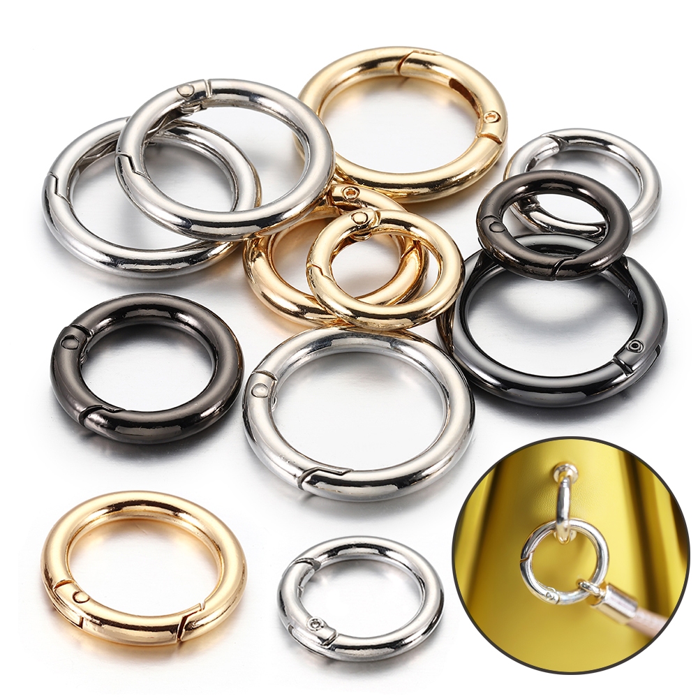 5pcs Openable Metal Spring Clasp Ring Round Carabiner Keychain Clip ...